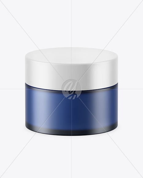 Frosted Blue Glass Cosmetic Jar Mockup