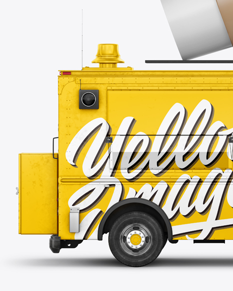 Foodtruck with Coffee Cup Mockup - Side View