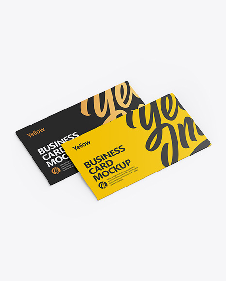 Two Business Cards Mockup - Stack of brochures mockup