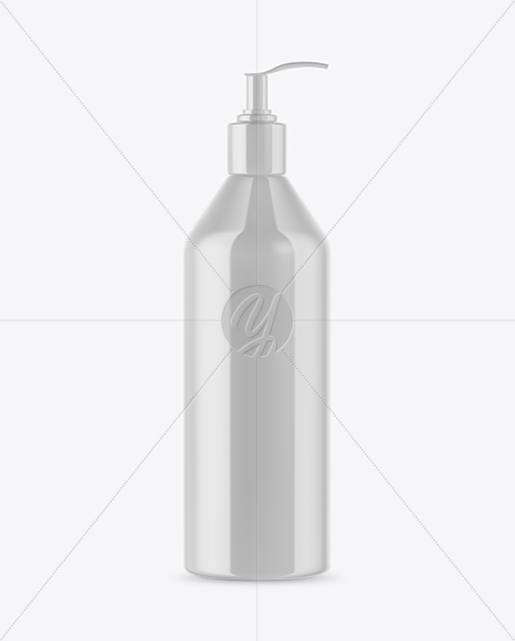 Glossy Cosmetic Bottle with Pump Mockup