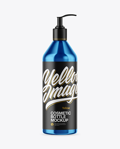 Metallic Cosmetic Bottle with Pump Mockup