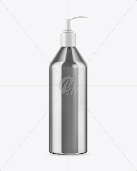 Metallic Cosmetic Bottle with Pump Mockup