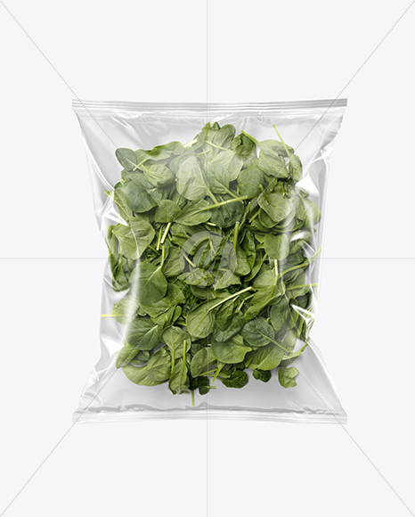 Plastic Bag With Baby Spinach Mockup