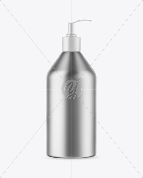 Matte Metallic Cosmetic Bottle with Pump Mockup