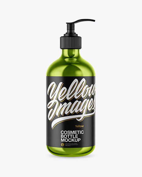 Metallic Cosmetic Bottle with Pump Mockup