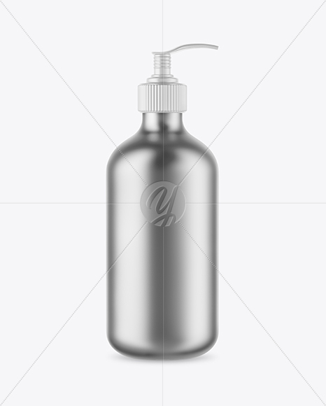 Matte Metallic Cosmetic Bottle with Pump Mockup