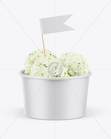 Paper Pistachio Ice Cream Cup Mockup