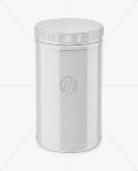 Glossy Plastic Jar Mockup - Front View (High Angle Shot)