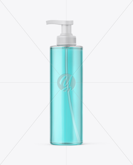 Clear Cosmetic Bottle with Pump Mockup Clear Cosmetic Bottle with Pump Mockup