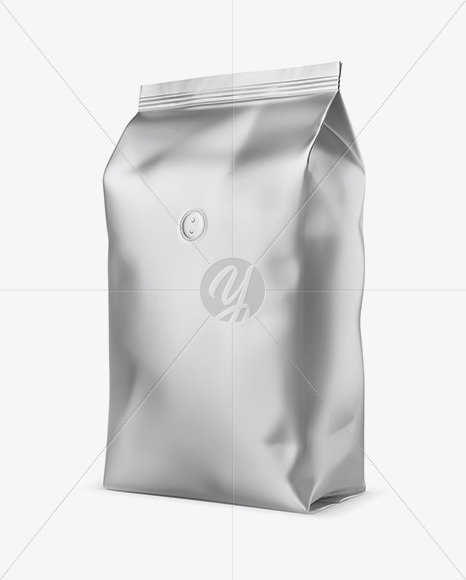 1kg Matte Metallic Coffee Bag Mockup