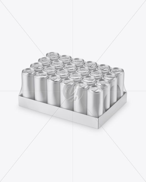 Transparent Pack with 24 Matte Aluminium Cans Mockup