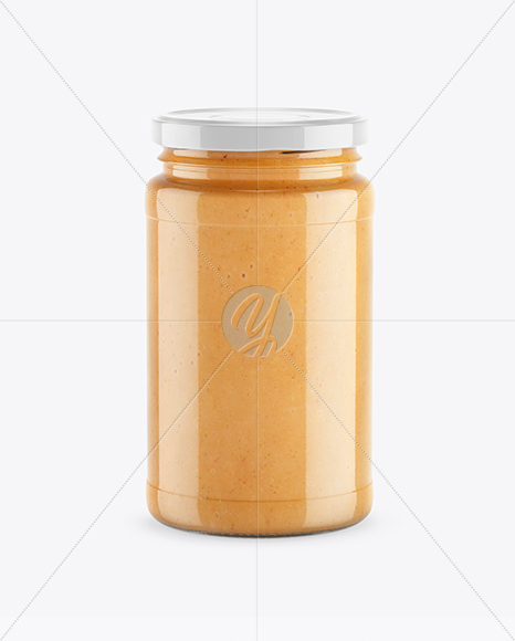 Clear Glass Jar w/ Peanut Butter Mockup