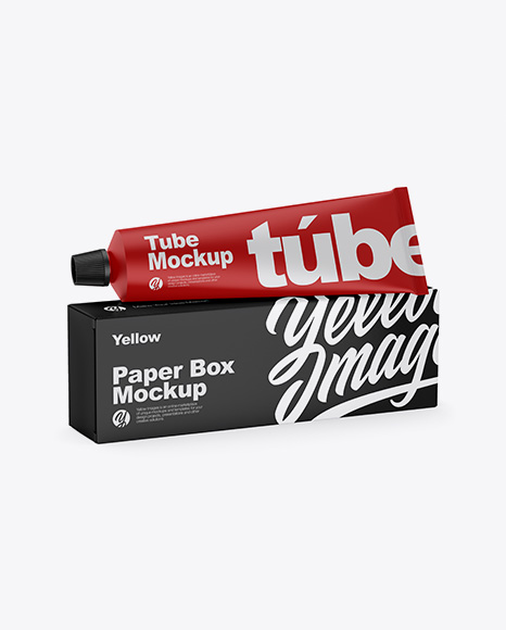 Paper Box w Matte Tube Mockup - Matte+Cosmetic+Tube+W+Matte+Box+Mockup+In+Tube+Mockups+On