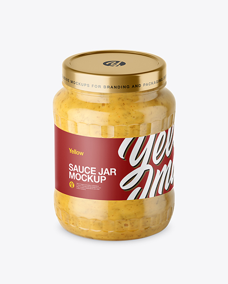 700ml Clear Glass Sauce Jar Mockup