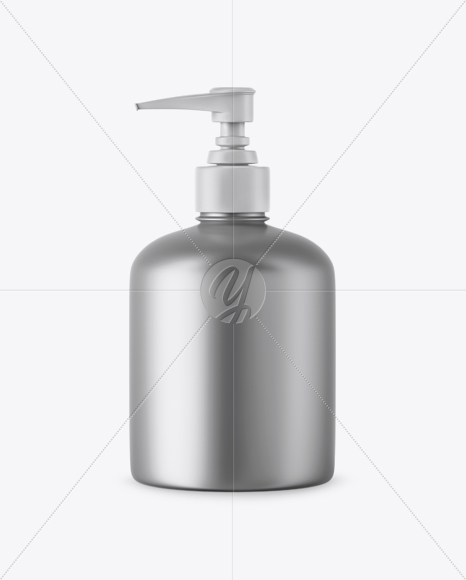 Matte Metallic Cosmetic Bottle with Pump Mockup