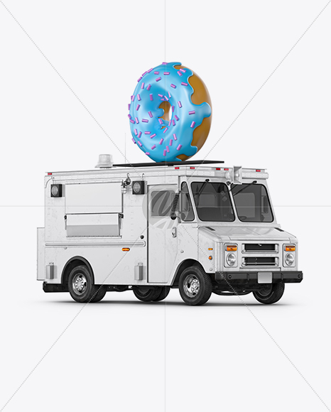 Foodtruck with Donut Mockup - Half Side View - Free Download Images