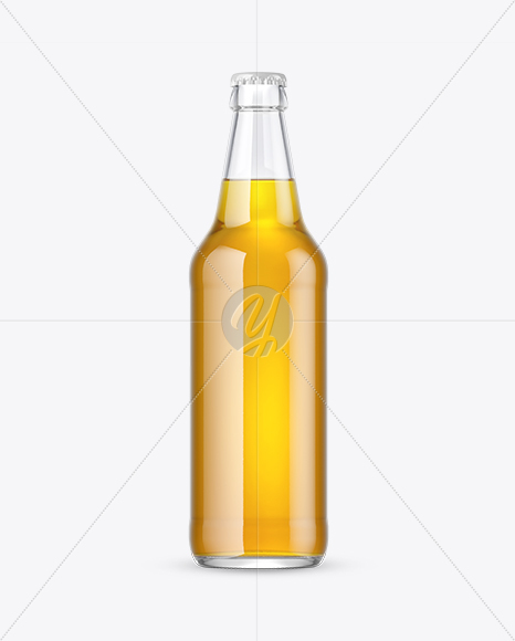 Clear Glass Lager Beer Bottle Mockup