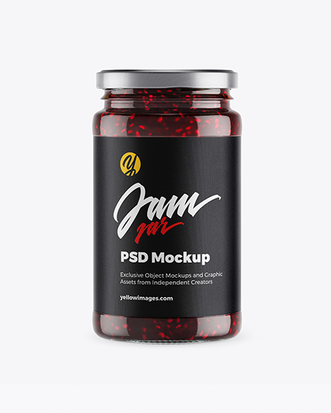 Clear Glass Jar w Jam Mockup - Clear+Glass+Jar+W+Strawberry+Jam+Mockup+In+Jar+Mockups+On