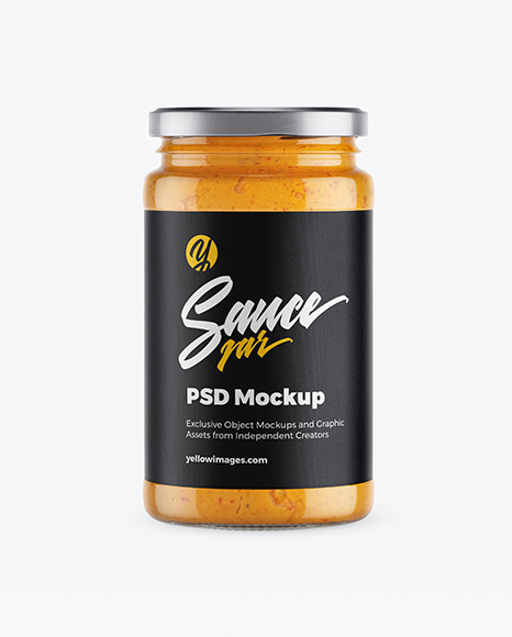 Clear Glass Jar w/ Sauce Mockup