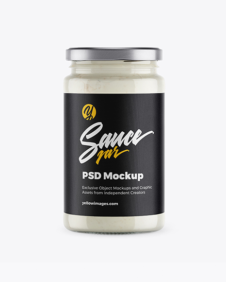 Clear Glass Jar w/ Sauce Mockup