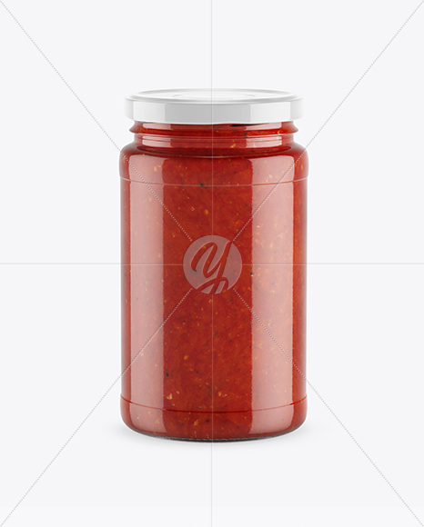 Clear Glass Jar w/ Sauce Mockup