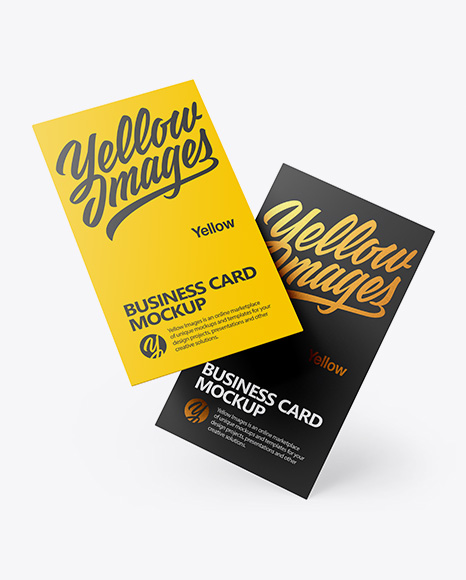 Two Business Cards Mockup - Stack of brochures mockup