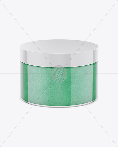 Glossy Cosmetic Jar with Scrub Mockup - High-Angle Shot