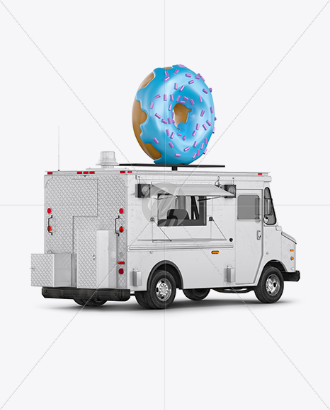 Foodtruck with Donut Mockup - Back Half Side View - Free Download