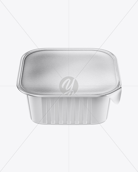 Square Glossy Cup with Foil Lid Mockup - High-Angle Shot