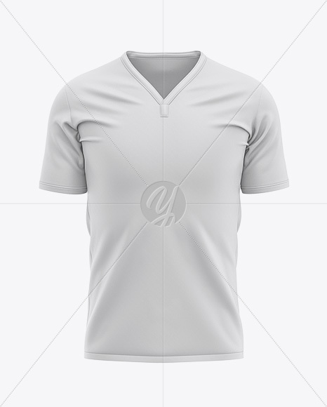 Men’s Soccer Y-Neck Jersey Mockup - Front View - Football T-shirt Mockup