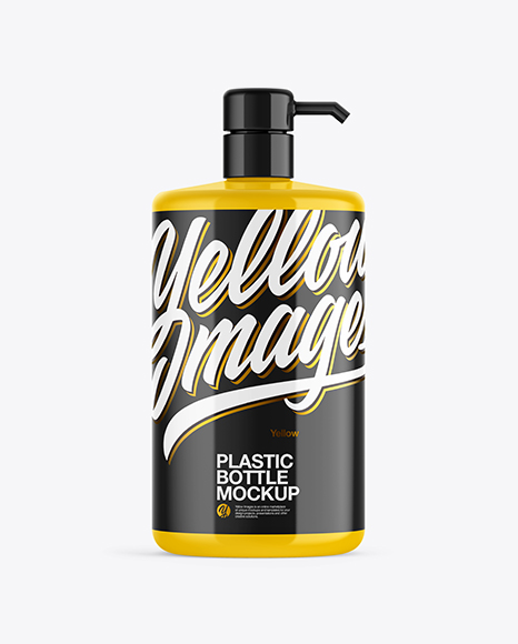 Glossy Plastic Bottle with Pump Mockup