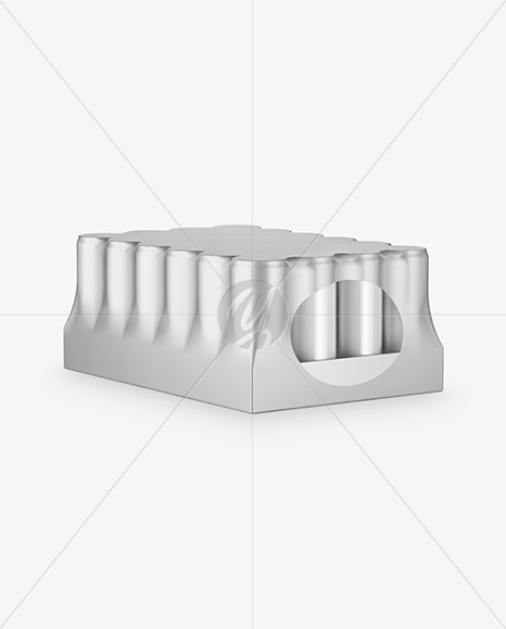 Metallic Pack with 24 Cans Mockup