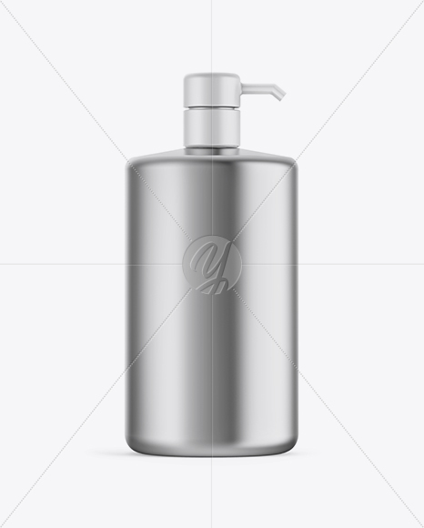 Metallic Plastic Bottle with Pump Mockup