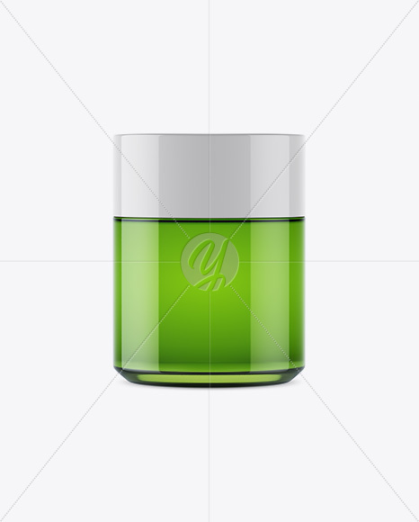 Green Glass Cosmetic Jar Mockup