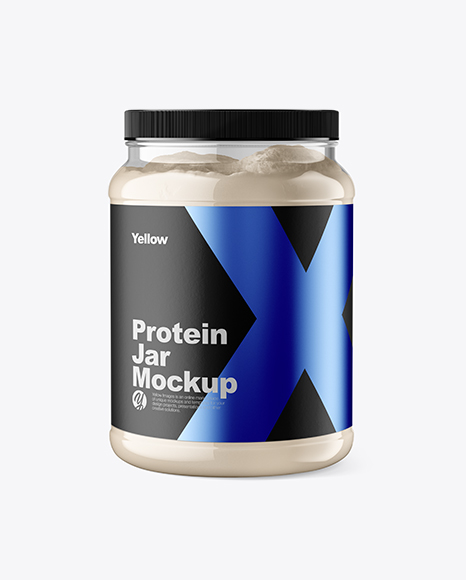 Clear Protein Jar Mockup - Protein+Jar+Packaging+Free+Mockup+-+PlanetMockup
