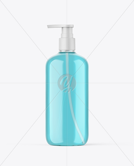 Clear Plastic Bottle with Pump Mockup