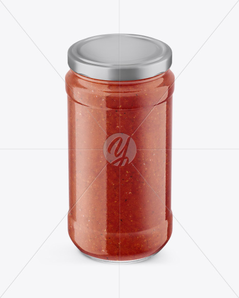 Glass Jar with Sauce Mockup - High Angle Shot