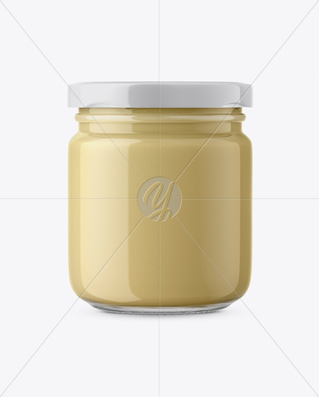 Glass Jar with Creamed Honey Mockup