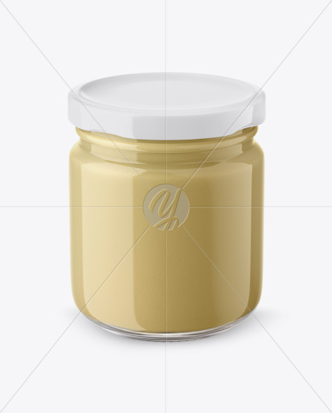 Glass Jar with Creamed Honey Mockup