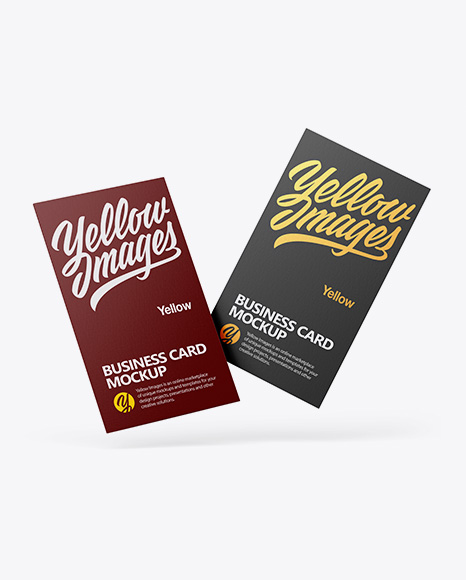 Two Paper Business Cards Mockup - Stack of brochures mockup