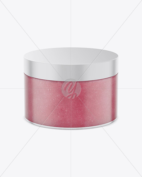 Matte Cosmetic Jar with Scrub Mockup - High-Angle Shot