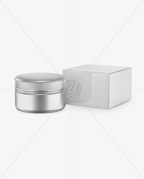 Metallic Cosmetic Jar with Box Mockup