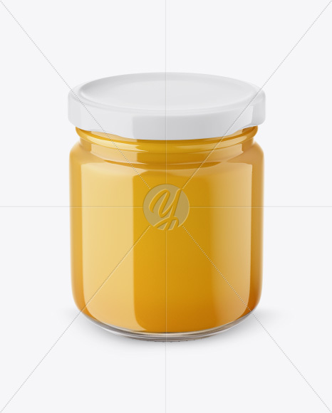 Glass Jar with Sugared Honey Mockup - Free Download Images High Quality