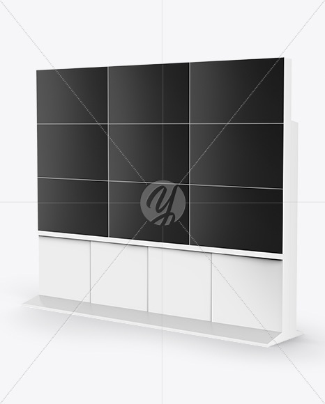 LCD Video Wall Mockup - Half Side View