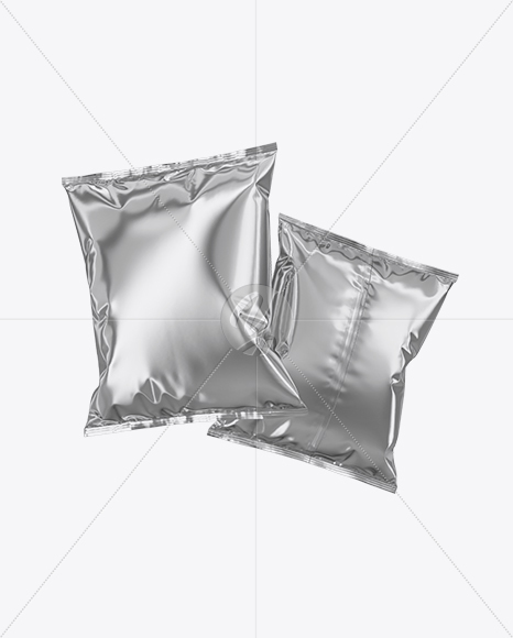 Two Metallic Snack Packages Mockup