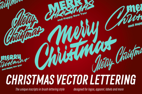 Merry Christmas vector lettering - Christmas elements