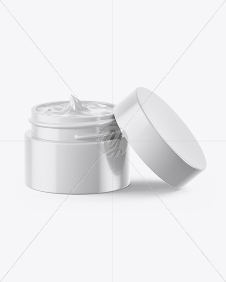 Opened Glossy Cosmetic Jar Mockup