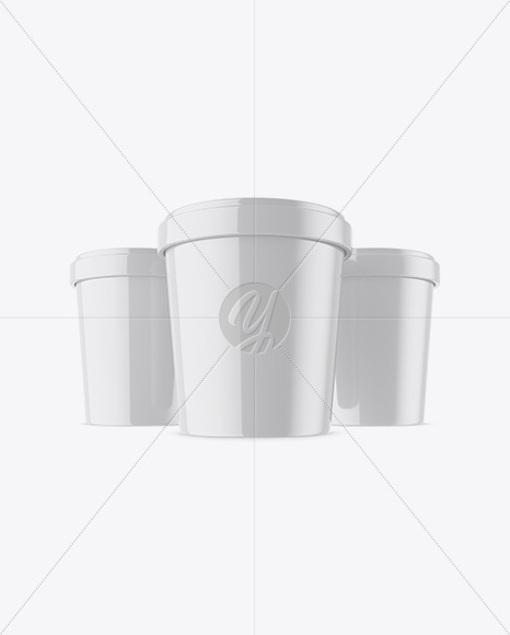 Three Glossy Ice Cream Cups Mockup