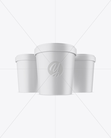 Three Matte Ice Cream Cups Mockup