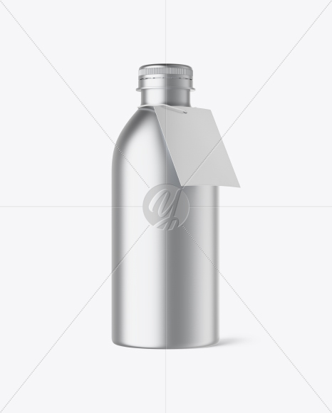 Matte Metallic Bottle w/ Label Mockup